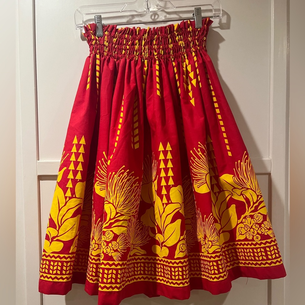 Vibrant Red and Yellow A-Line Skirt